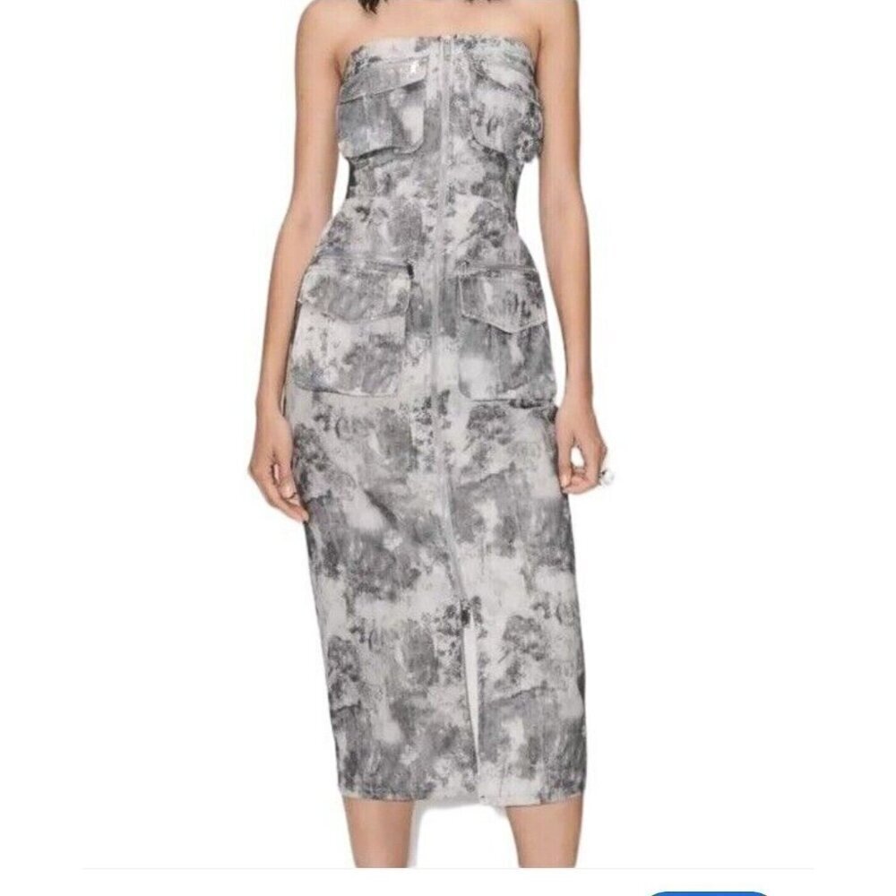 Zara  soft camo print Pocket Detail Bodycon Dress S